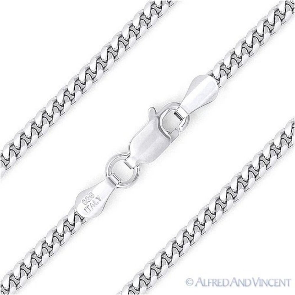 3.5mm Miami Cuban / Curb Link Chain Necklace in Solid .925 Sterling Silver - 28"